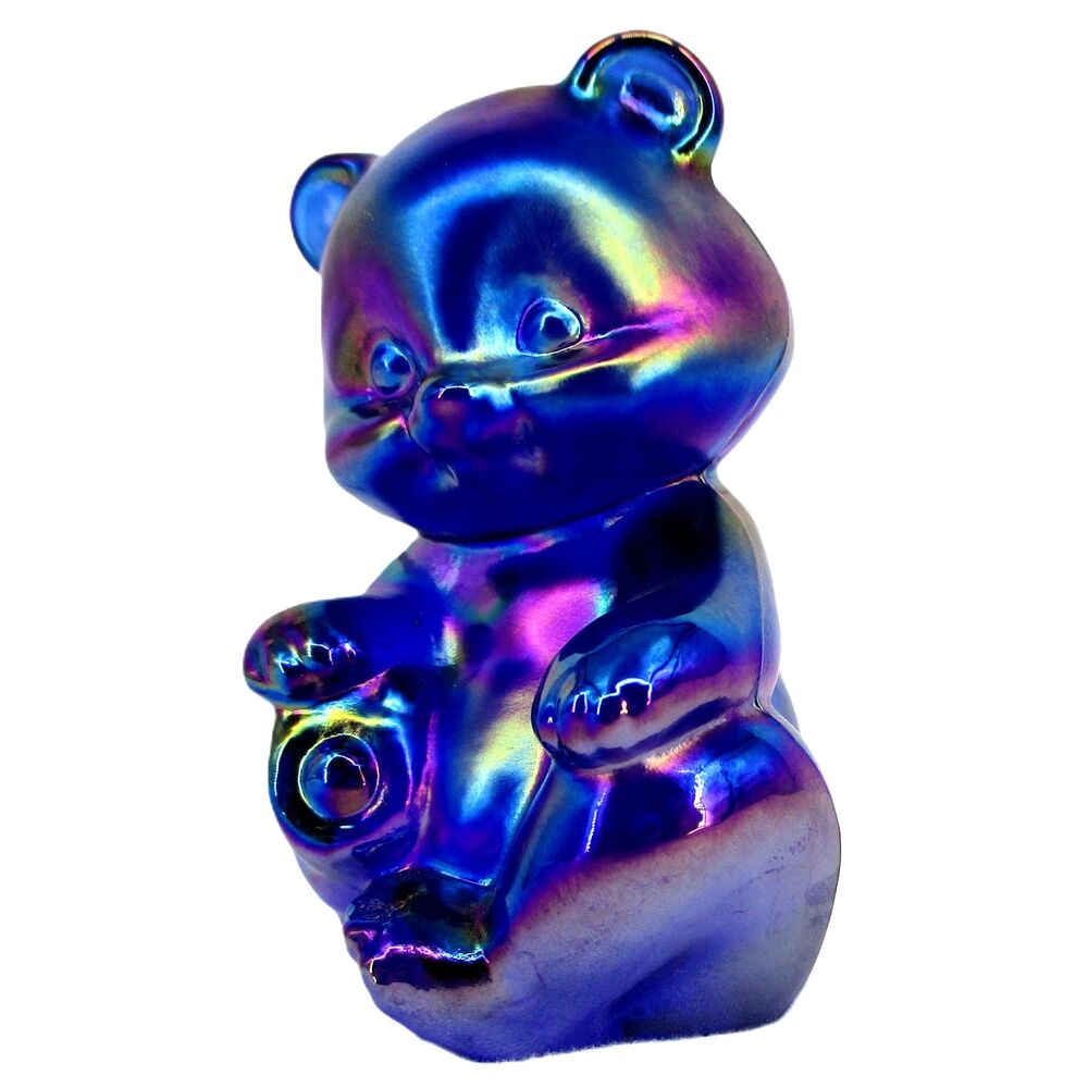 Fenton Plum Opalescent Iridized Bear Figurine Carnival Glass Purple